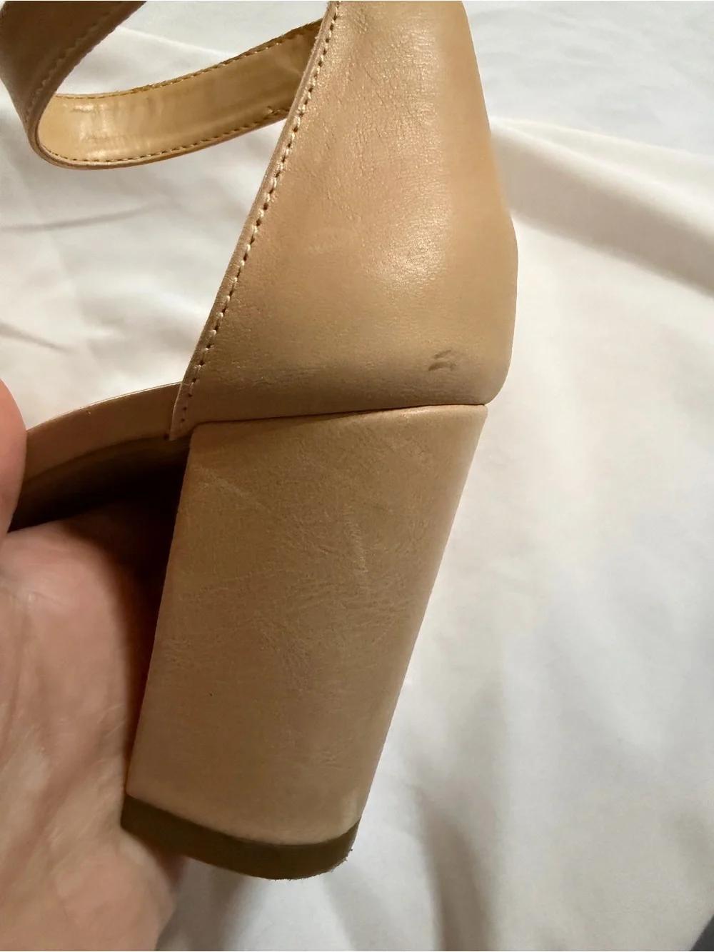 Jessica Simpson Sherron nude leather block heel sandals 6.5